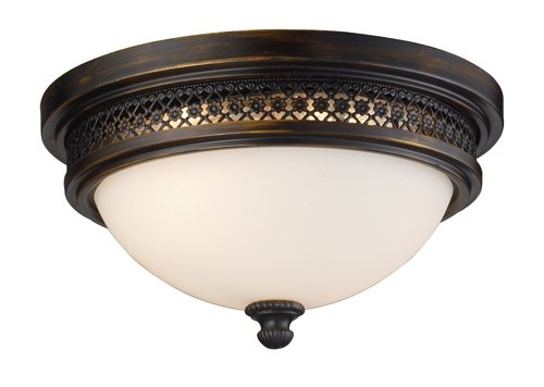 Super Deal Product Elk 20100/2 Flushmounts 2-Light Deep Rust with Opal White Glass Flush Mount, 13W X 13D X 5.5H