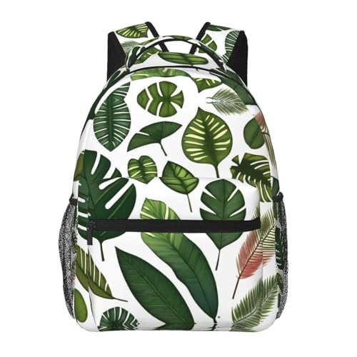 Sac à dos pour ordinateur portable 15,7 pouces PHAYAH à motif feuilles vertes unisexe