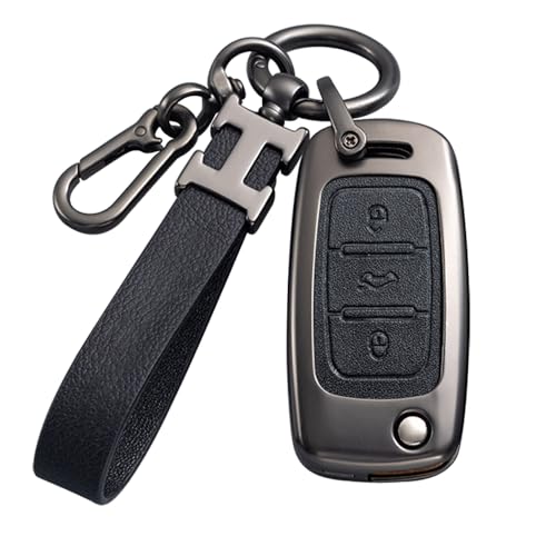 Coque de clé en alliage de zinc pour voiture noire Compatible avec VW Volkswagen Polo Golf 4/5/6 Multivan T5 Caddy Jetta Bora Superb Passat Skoda Fabia Seat...