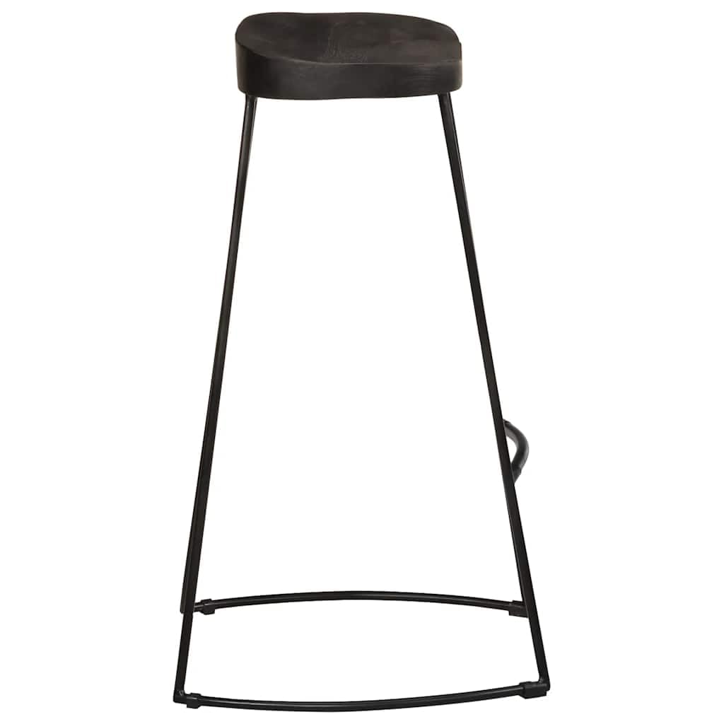 Taburete de Barra Alto Moderno con Estructura de Madera de Mango Sólida y Patas de Metal Resistente para Cocina, Bar o Restaurante | Reposapiés Integrado y Soporte Estable
