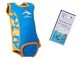 Lampiphant® + Konfidence Babywarma, Schwimm-Anzug mit Plitsch-Platsch-Fibel, Clownfisch, 6-12 Monate