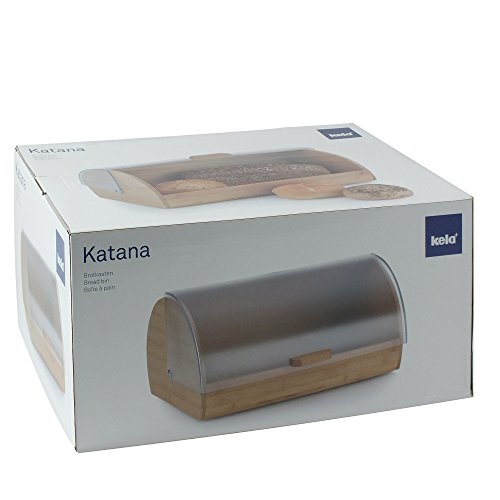 Foto von kela Brotkasten Bambus mit Lüftungslöcher 39x25x19cm, Brotbox mit Klappdeckel, KATANA, Brotaufbewahrung