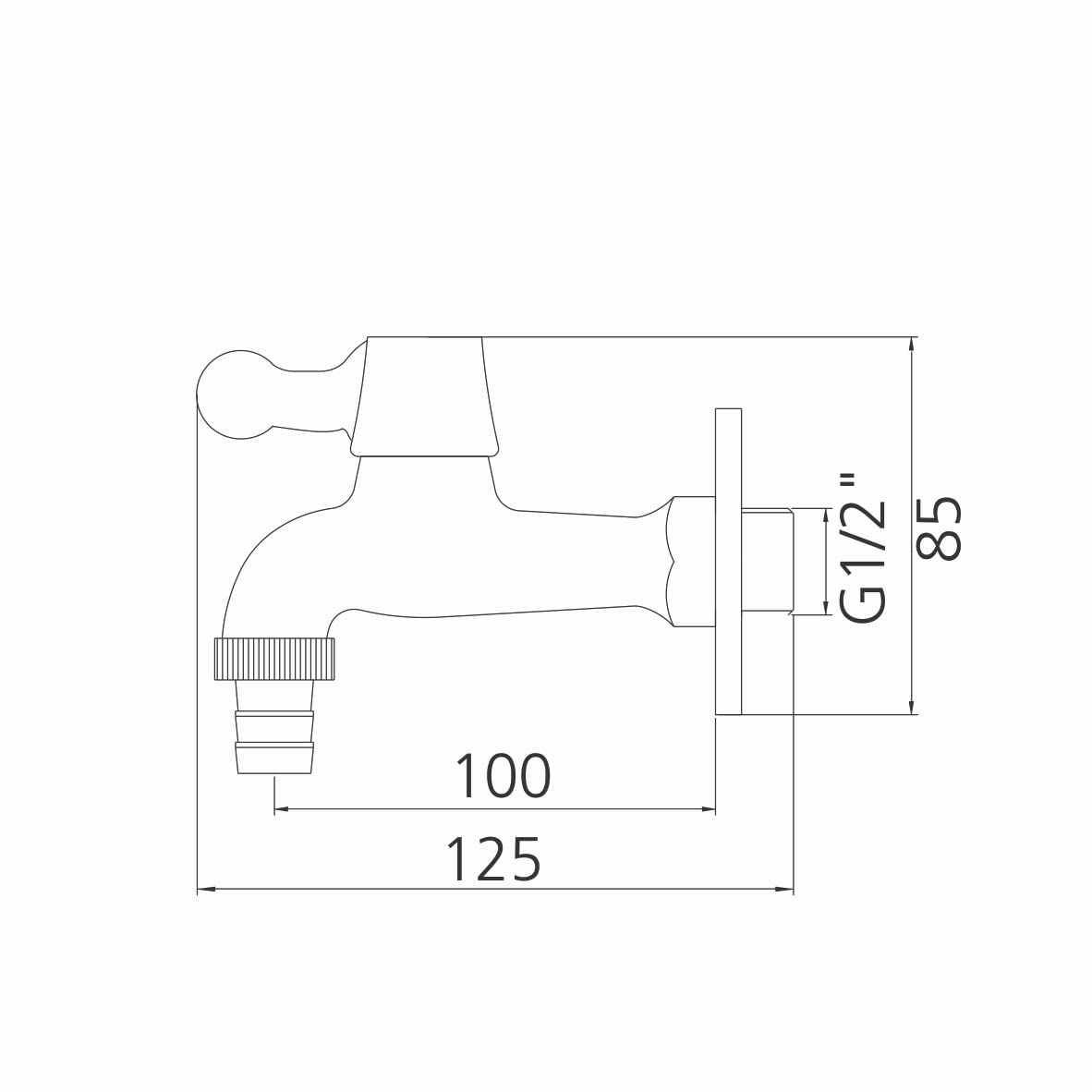 Ibergrif M22002, Grifo de Lavadora, Grifo de Pared Agua Fría, Crome, Plata