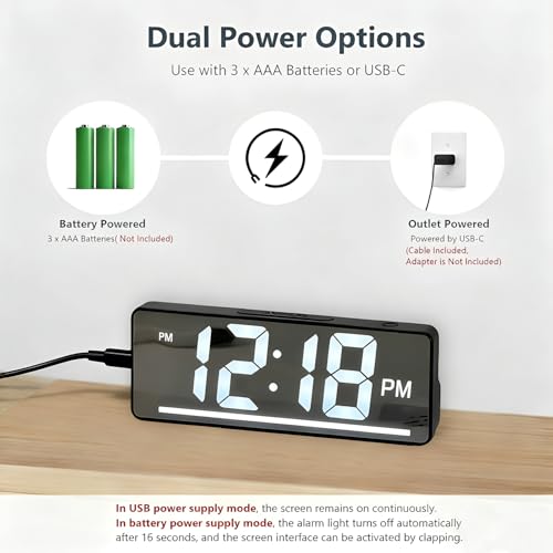 Reloj despertador con repetición para evitar retrasos matutinos gracias a su gran pantalla LED 4