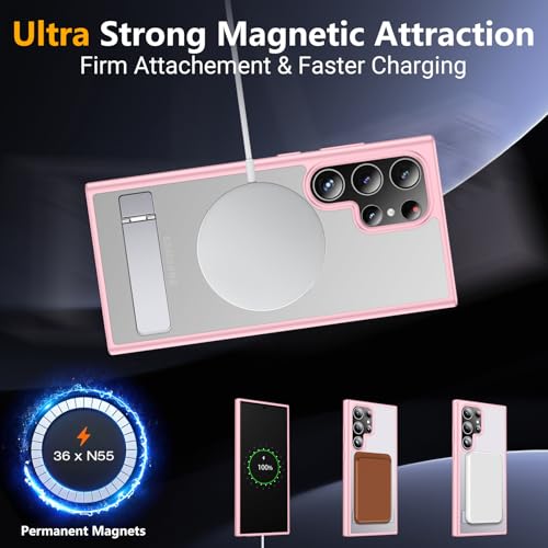 Image of SPIDERCASE Magnetic for Samsung Galaxy S23 Ultra Case, [3 Stand Ways][ Military Grade Drop Protection] with Invisible Stand Shockproof Slim Case for Samsung S23 Ultra 6.8 inch, Pink