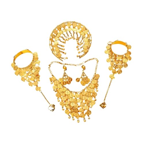 UxicRuya Conjunto de Joyas para Mujer (4 Piezas), Conjunto de Joyas Tradicionales Indias para Una Fiesta de Compromiso, Pendientes de clip, unico