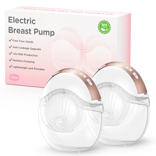 Haokoo Milchpumpe Elektrisch Tragbar Freihändig - Leicht Elektrische Milchpumpe mit BPA-frei, Auslaufsicheres Upgrade, 3 Modi und 12 Stufen, mit 17/19/21/24mm Flansch (Roségold7, 2 Stück)