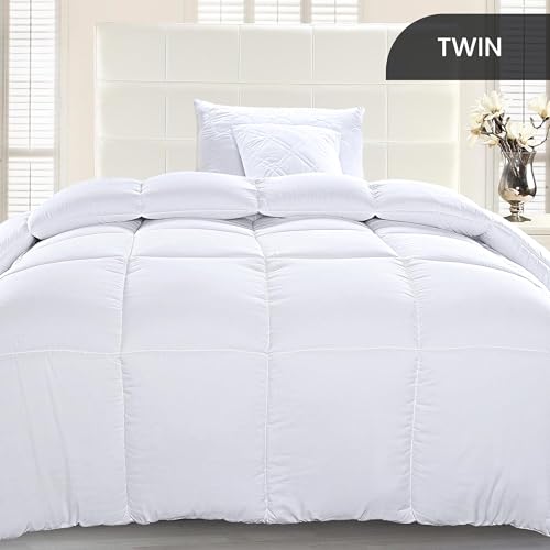 Utopia Bedding Comforter Duvet Insert, Quilted Comforter with Corner Tabs, Box Stitched Down Alternative Comforters Twin Size (White, Pack of 2)