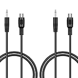 Bolvek 2 Pack 3ft 3.5mm 1/8' TS Mono Male to Single RCA Female Jack Plug Adapter Connector Converter Audio Video Cable Cord