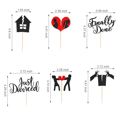 Arthsdite Cupcake-Topper mit Aufschrift Divorce, glitzernd, mit Aufschrift Finally Done Just Divorced, 24 Stück