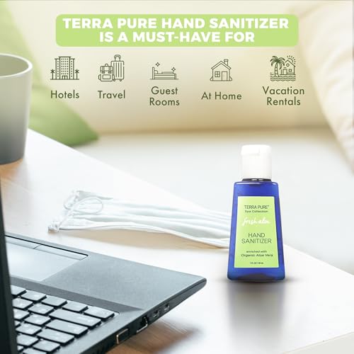Terra Pure Hotel Hand Sanitizer Gel | Mini Hand Sanitizer Bulk | Alcohol-Free with Organic Aloe Vera | 1oz Bottles | Case of 50 - Image 3