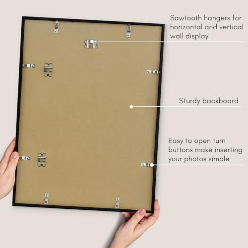 Americanflat 16x21 Picture Frame with Polished Plexiglass - Streamline Collection - Thin Border Picture Frame for Wall Display - Hanging Hardware Included - Black