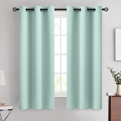 Image of COSVIYA Grommet Room Darkening Aqua Curtains 63 inch Length for Bedroom | Light Blocking Insulated Thermal Curtains for Living Room, Blackout Thick Polyester Window Drapes,42x63 inches, 2 Panels