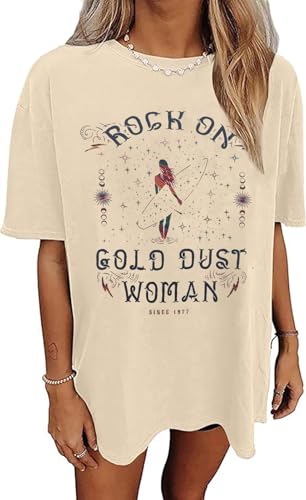 Rock Band Oversized T-Shirt Women Country Music Shirts Rock Music Short Sleeve Tees Vintage Trendy Graphic Tops (Off-White.XL)