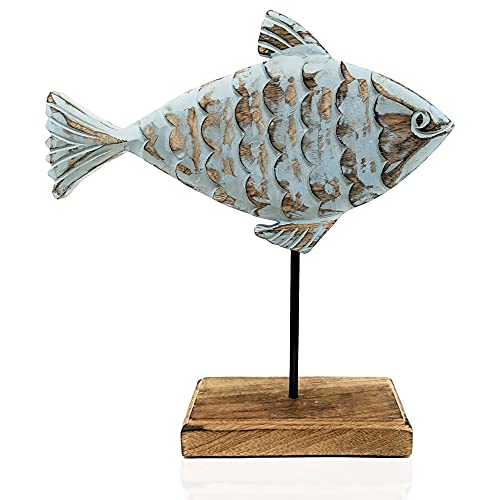 Escultura de Pez de Madera para Decoración de Hogar miniatura 1