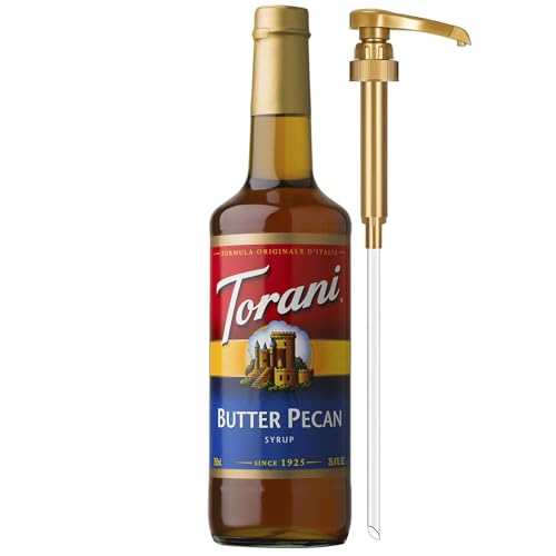 Image of Torani Coffee Syrup, Butter Pecan Flavoring for Drinks, Glass Bottle with Pump Included, 25.4 Fl Oz