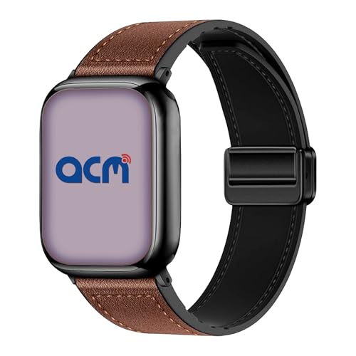 Image of ACM Watch Strap Leather Magnetic Silicone 22mm compatible with Oneplus Watch 2r Smartwatch Belt Luxury Band
