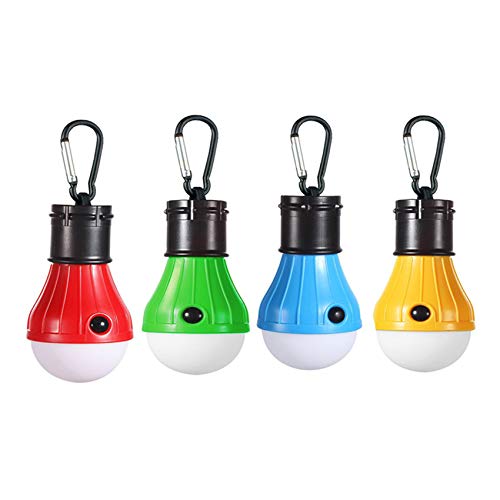 Paquete de 4 luces multicolor para tienda de campaña con doble bloqueo, 3 modos de iluminación, material ABS, funcionamiento de batería de larga duración para acampar y emergencias