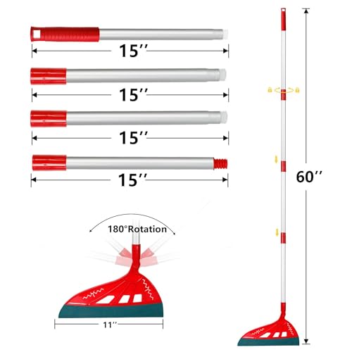 Image of Air Broom, Household Magic Silicone Broom Sweeper, Adjustable Air Broom with Extra-Long Stainless Steel Handle, Multifunction Fixed Squeegee for Floor, Glass, and Tile (Red)