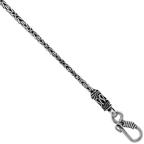 2.5Mm Sterling Silver Round Byzantine Chain Necklace For Men & Women Antiqued Finish Nickel Free 16 Inch #TOP1