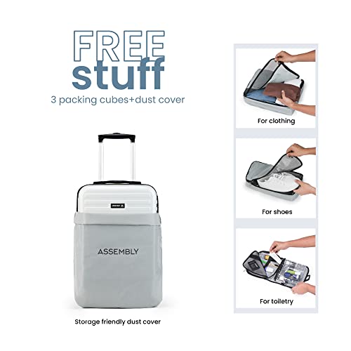 Image of Assembly Blue White Hard-Sided Unbreakable Polycarbonate Luggage Bag for Travel (20 & 24 Inches, 42 & 67L)