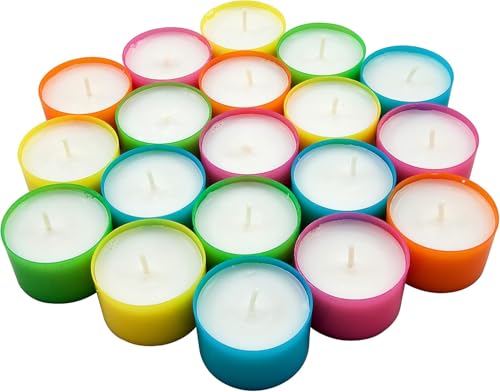 Image of Stonebriar 48 Pack Multicolor Unscented 6 to 7 Hour Long Burning Tea Light Candles