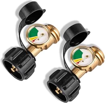 2 Pack Propane Tank Gauge with Leak Detector, Universal Level Indicator for 5-40 lb Tanks