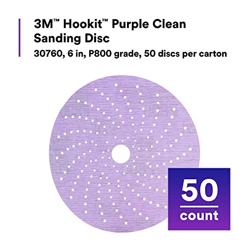 Image of 3M Cubitron II Hookit Clean Sanding Abrasive Disc 31487, 6 in, 800+ Grade, Pack of 50 Discs, Virtually Dust-Free, High Performance, Long Lasting, Multi-Hole Pattern, for Automotive Sanding