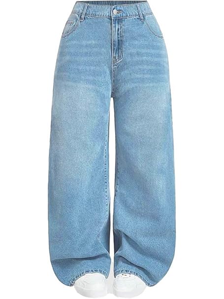 Blue High-Waist Wide-Leg Denim Jeans