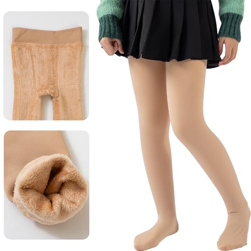Runmeihe Thermo Atrumpfhose für Mädchen mit Fleecefutter, Blickdichte...