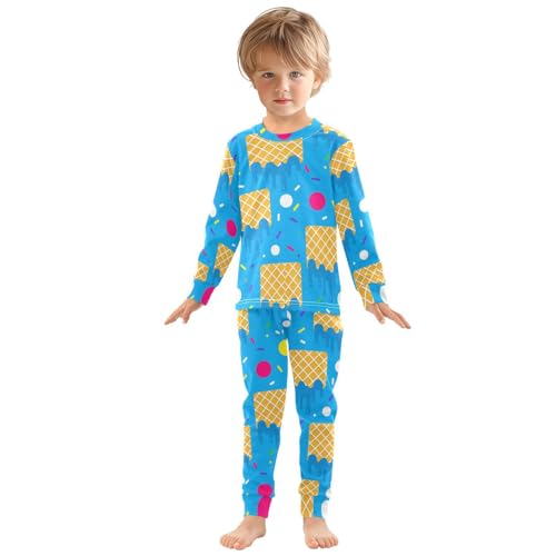 Pajama Sets Long Sleeve Ice Cream Cone Pattern Soft Comfy Sleepwear 2 Piece PJS 3-8T2