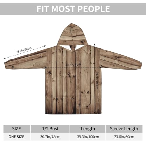 Couverture chaude et confortable flanelle imprimé bois avec poche