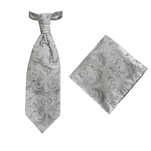 Remo Sartori - Set Cravattone Plastron e Fazzoletto da Cerimonia Sposo in Seta Floreale, Made in Italy, Uomo