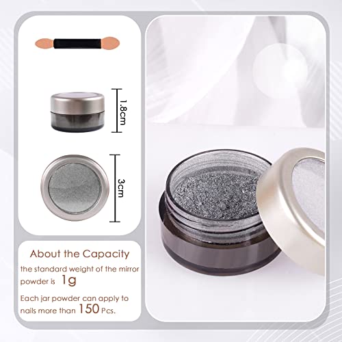 Laza Chrome Nail Powder Mirror Effect Metallic Dust Holographic Glitter Glazed Manicure Decoration Reflective Pigment For Diy Gel Polish Nail Art, Resin Craft, Gifts - Silver #TOP4