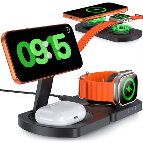 Ladegerät Faltbares Kabelloses Induktive Ladestation Für iPhone 17 Air/16/15/14/13/12 Serie 3-in-1 Wireless Charger Für Apple Watch Serie 103 Und AirPods Kein Adapter Schwarz