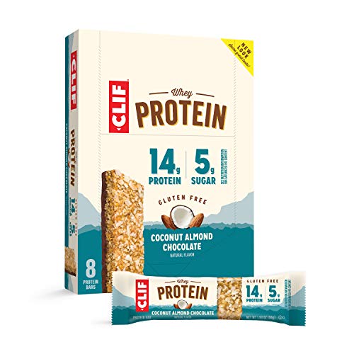 CLIF Whey Protein - Snack Bar - Coconut Almond Chocolate - 1.98 Ounce, 8 Count