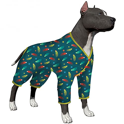 Lovinpet Pet Shirts, Bottoming Dog Shirt For Dog Coats, Anti Licking, Anxiety Calming Onesies For Dogs, Elastic Super Dinos Face Shooting Stars Navy Large Breed Dog Clothes 3Xl #TOP21