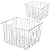 iPEGTOP Deep Refrigerator Freezer Baskets, Large Household Wire Storage Basket Bins Organizer with Handles for Kitchen, Pantry, Freezer, Cabinet, Closets, Pearl White, Set of 2