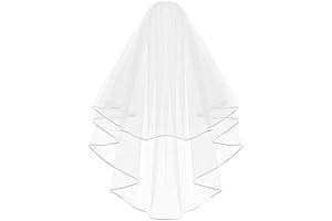White Double Ribbon Edge Center Cascade Bridal Wedding Veil with Comb |...