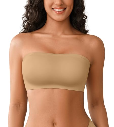 Image of DEANGELMON Strapless Bras for Women Non-Slip Silicone Bandeau Seamless Tube Top Bralette Comfy Non Padded Stretchy Stylish