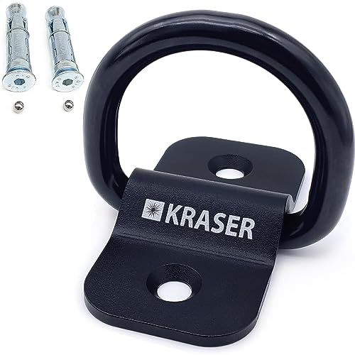 KRASER KR802 Ancoraggio Pavimento Moto Antifurto Fissaggio a Parete Garage Parcheggio Biciclette, Sicurezza Rimorchio Fissa, Anello Bilanciere ø14, Acciaio Resistente Compatto 12,8 x 6,5 Include Viti