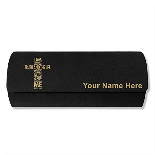 SkunkWerkz Sunglass Case, Bible Verse John 14:6, Personalized Engraving Included (Black)