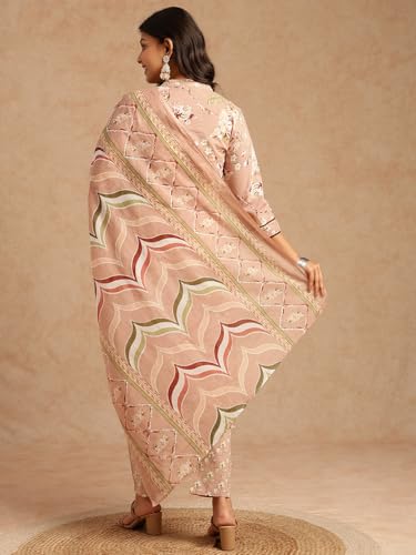 Image of Vbuyz Women's Cotton Printed A-Line Regular Fit Kurta Pant with Dupatta