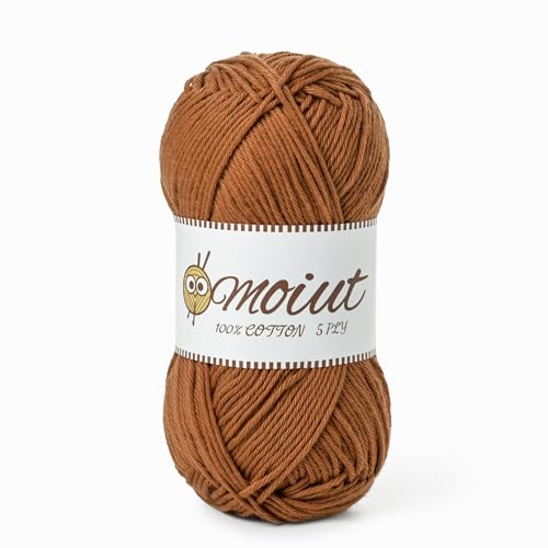 Image of Cotton Yarn for Crocheting, Baby Yarn for Crocheting Soft, 131yds / 1.76oz Fluffy Amigurumi Crochet Yarn, 5 Ply 100% Milk Cotton Yarn for Puzzle、Socks、Clothes(Brown)