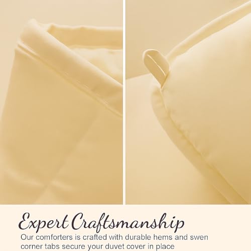 Image of Bed Comforter Single Size - Ivory - 300 GSM Quilt Blanket Rajai - Winter Warm Down Alternative Duvet Insert with Corner Ties