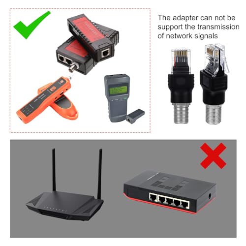 2 adaptadores coaxial F hembra a RJ45 macho negros miniatura 2