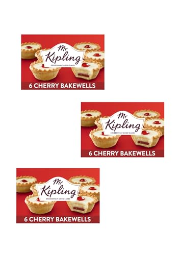 Cherry Bakewells, Traditional British Pastry Tarts, 6 Count Per Box,