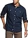 CQR Men's 100% All Cotton Button Down Flannel Shirts, Long Sleeve Brushed Warm Soft Casual Outdoor Plaid Shirt, Suede Navy, Medium