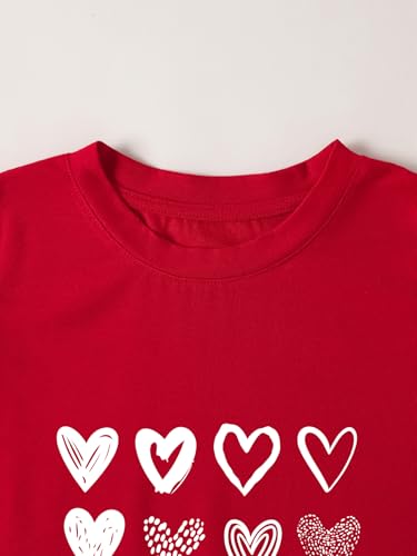 Girl's Heart Print Short Sleeve T-Shirt Cute Casual Summer Tee4