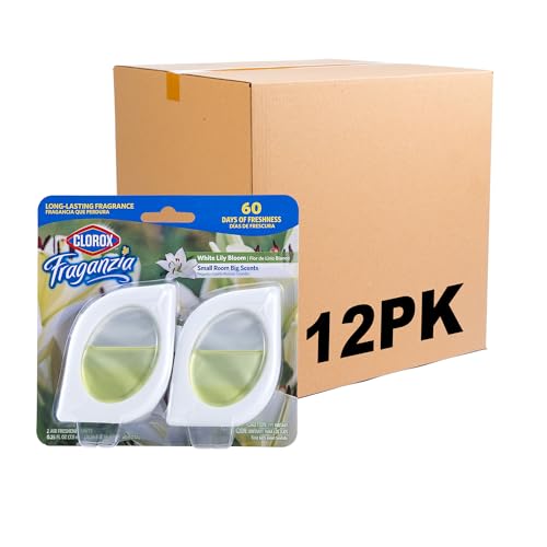 Clorox Fraganzia Small Rooms Air Freshener, White Lily Bloom Scent - Peel & Place Air Freshener, No-Plug, Battery-Free for Closets, Laundry Room, Entry Way, Bathroom, 0.25 Fl Oz Each, 24 Count